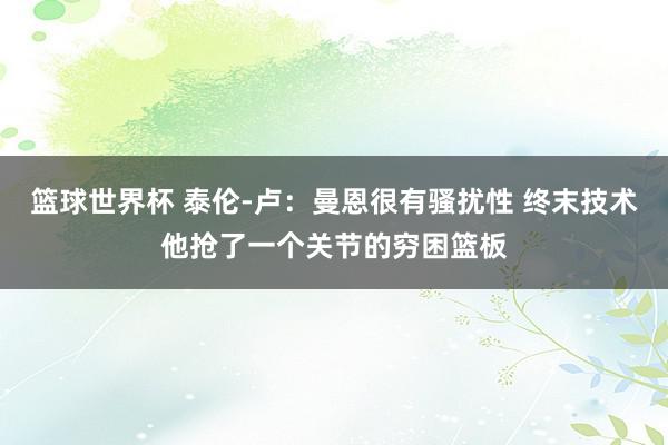 篮球世界杯 泰伦-卢：曼恩很有骚扰性 终末技术他抢了一个关节的穷困篮板