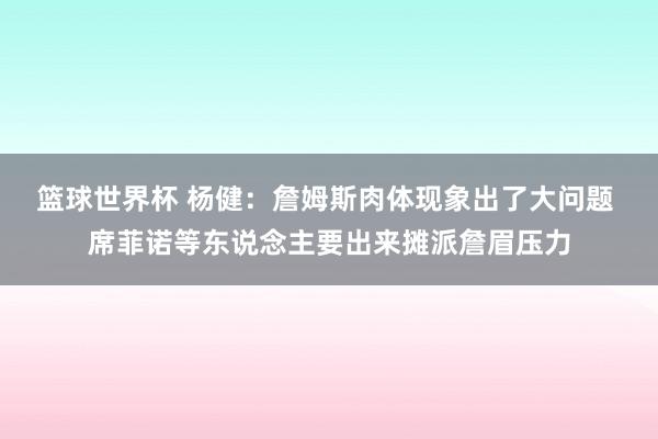 篮球世界杯 杨健：詹姆斯肉体现象出了大问题 席菲诺等东说念主要出来摊派詹眉压力